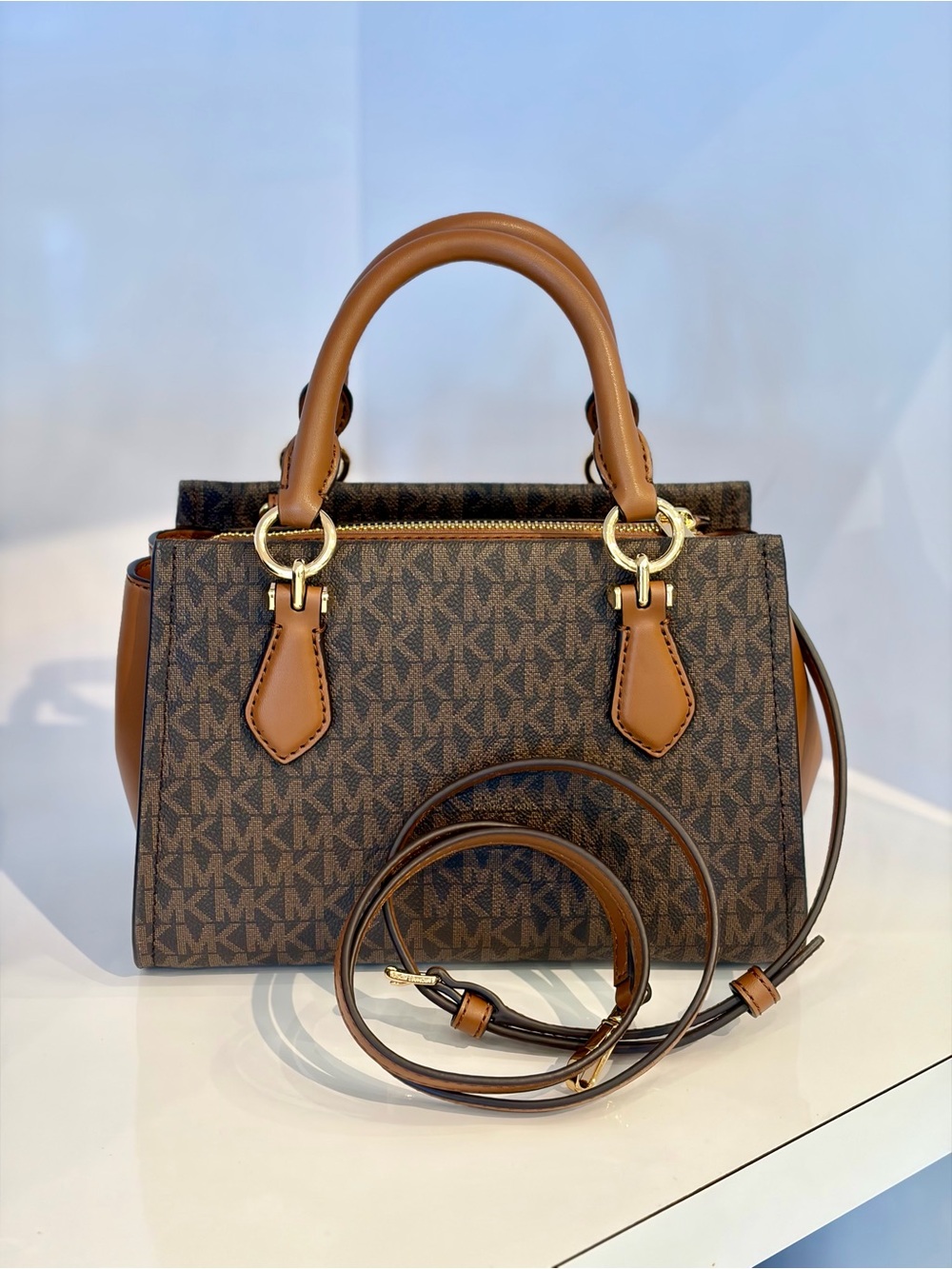 Michael Kors Marilyn Small Signature Logo Satchel Messenger Crossbody Bag - Picture 8 of 16